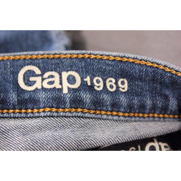 Gap 1969 Womens Authentic Flare High Rise Blue Denim Jeans Raw Hem 27R 27X33 - Picture 8 of 12
